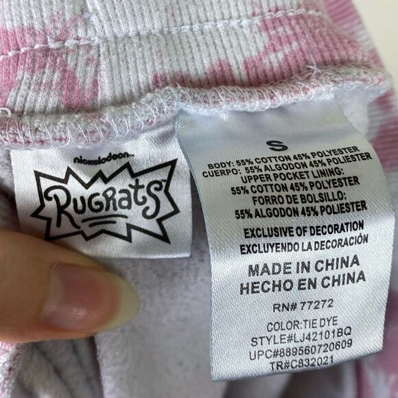 Nickelodeon Rugrats Y2k Style Pink & White Graphic Tie Dye Sweatpant Joggers - Picture 4 of 5